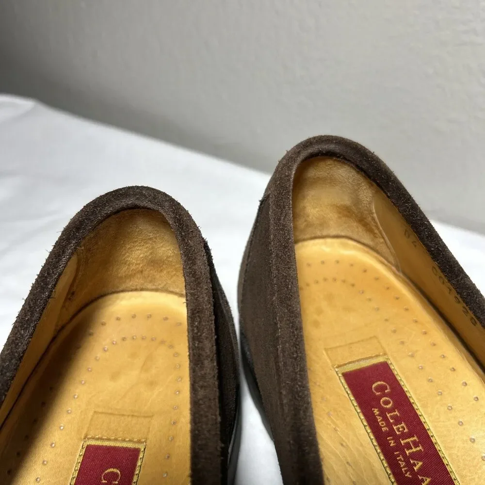 Cole Haan City VTG Italy Mens Suede Gold Horsebit Loafers Lug Sole Sz 11 M Brow